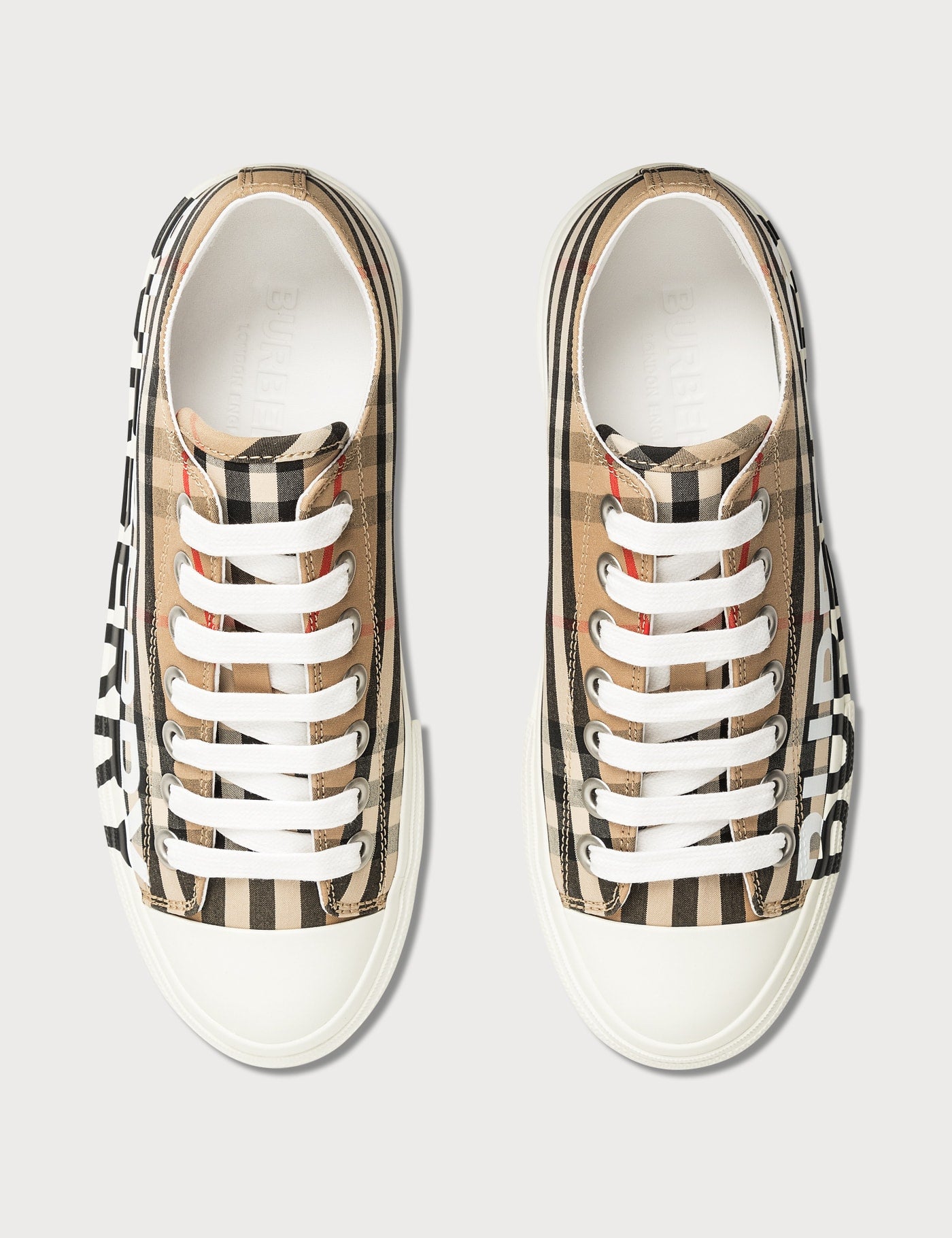 BURBERRY Logo Print Vintage Check Cotton Sneakers