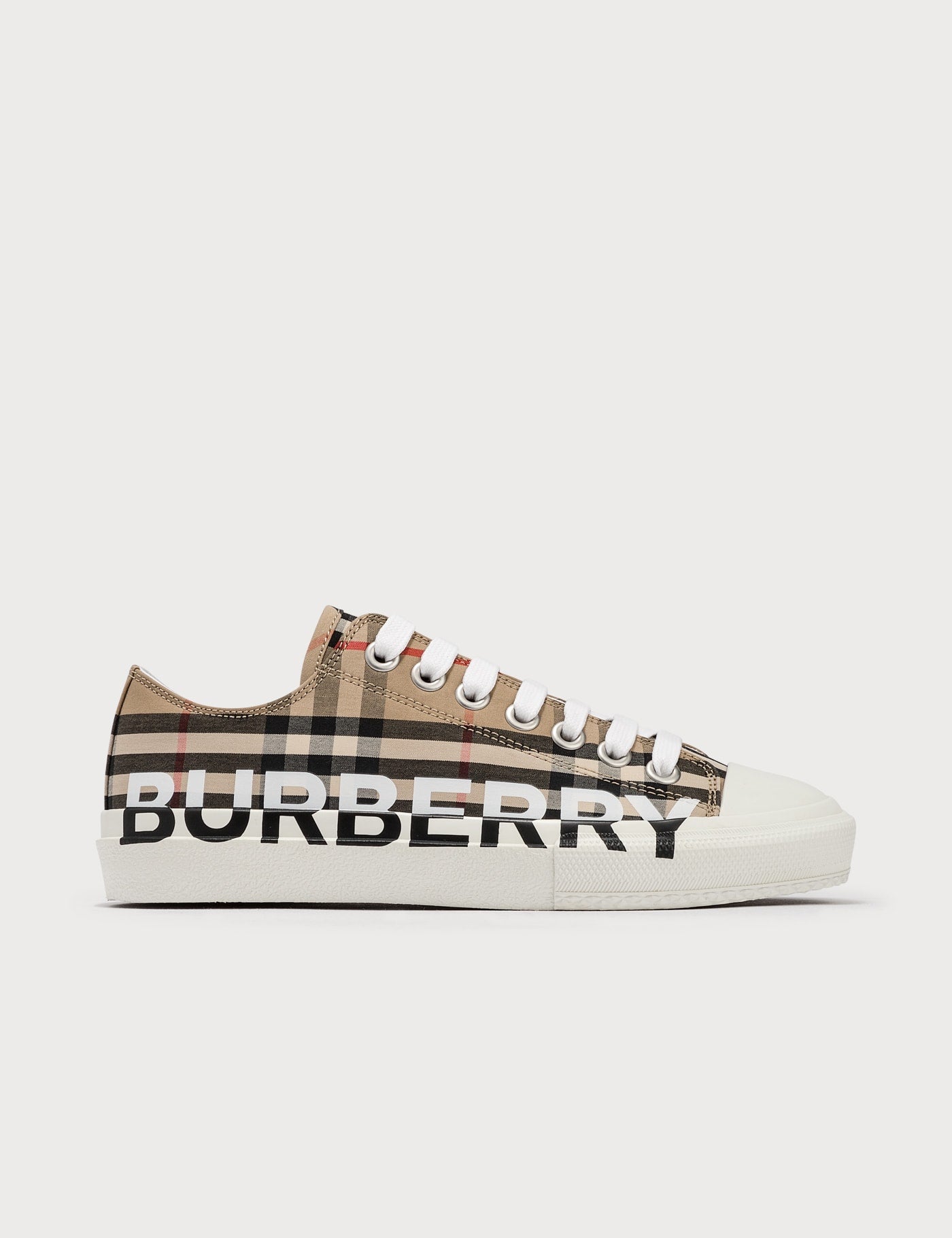 BURBERRY Logo Print Vintage Check Cotton Sneakers
