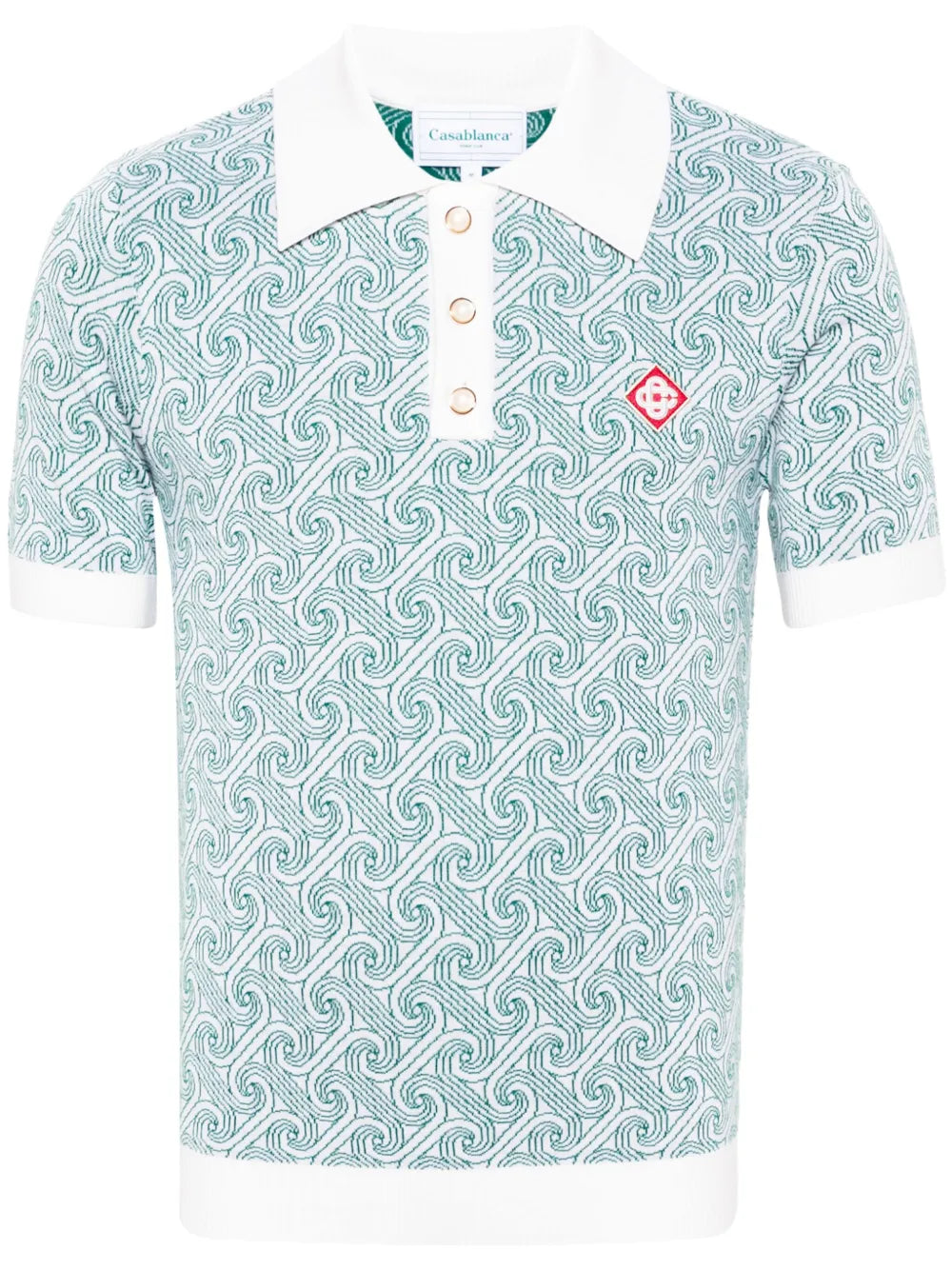 Casablanca Jacquard Monogram Polo Shirt in green