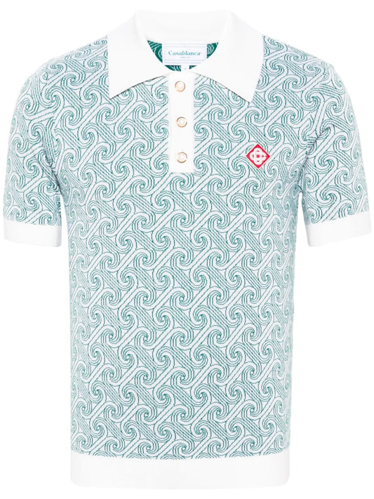 Casablanca Jacquard Monogram Polo Shirt in green