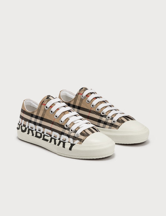 BURBERRY Logo Print Vintage Check Cotton Sneakers