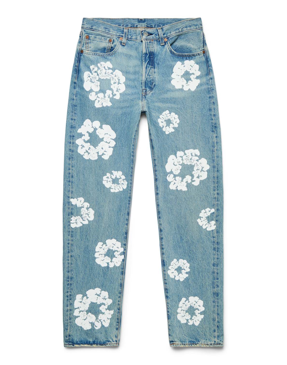 Denim Tears x Levi's Cotton Wreath-print straight-leg jeans