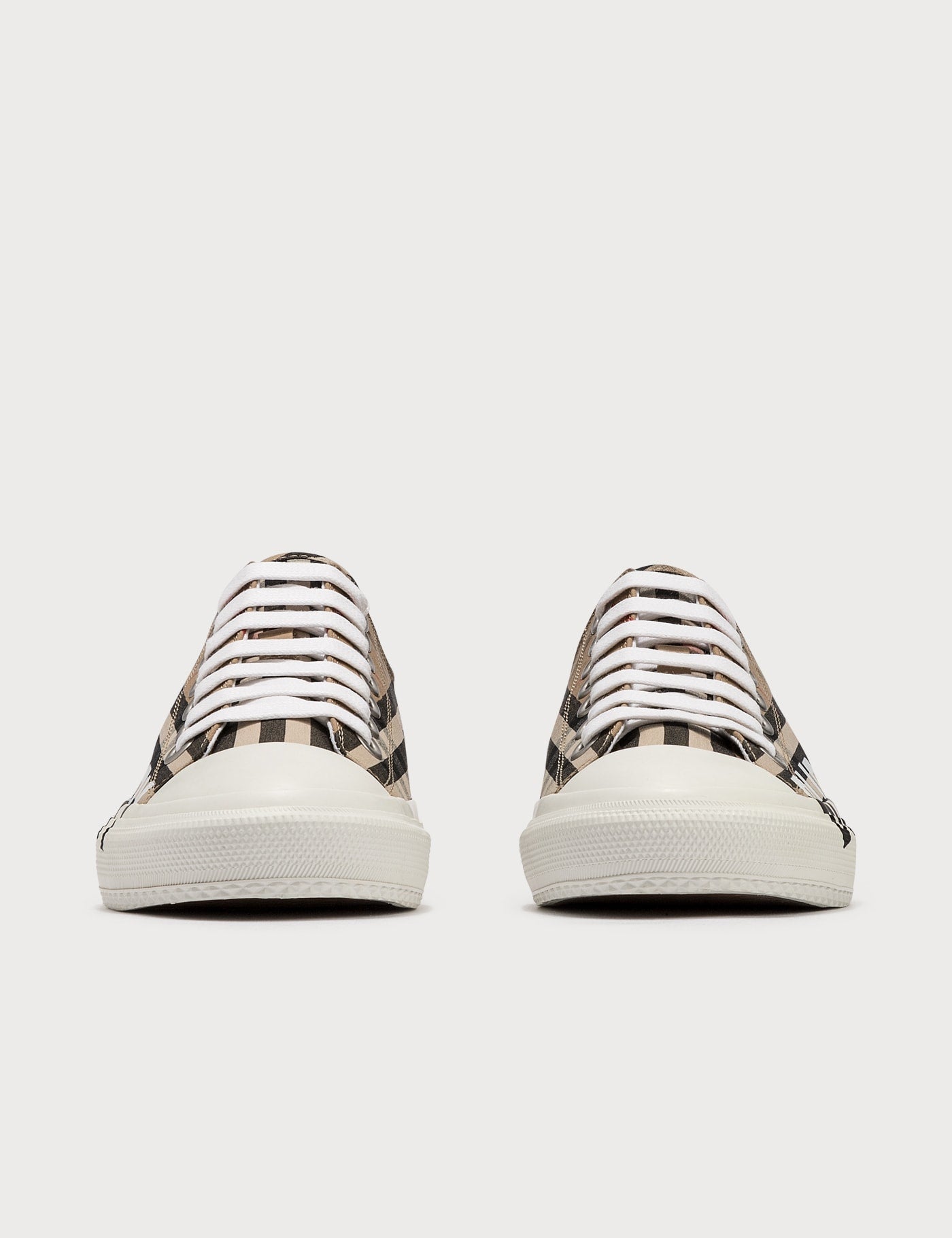 BURBERRY Logo Print Vintage Check Cotton Sneakers