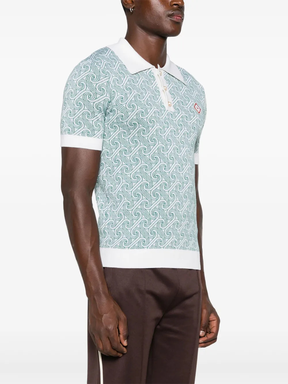 Casablanca Jacquard Monogram Polo Shirt in green
