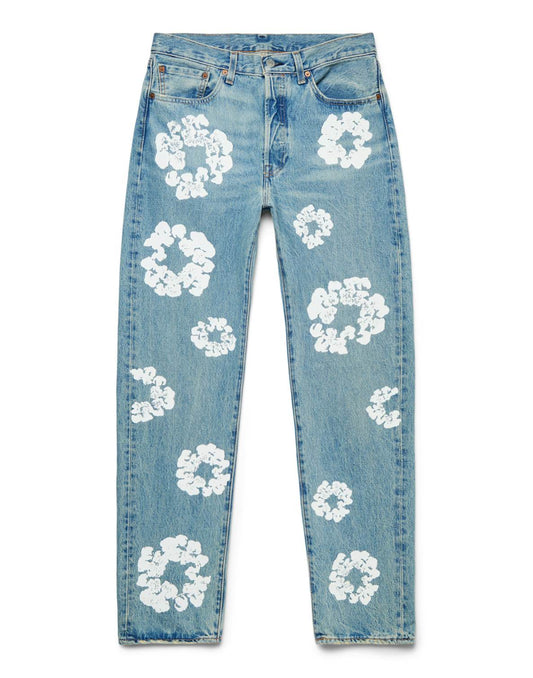 Denim Tears x Levi's Cotton Wreath-print straight-leg jeans